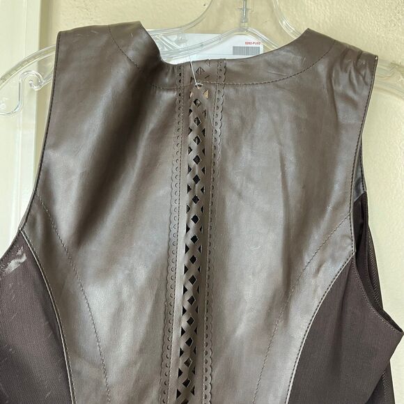 NWT Blanc Noir Leather Laser Cut Longer Sleeveless Vest-Small #432 - Picture 5 of 12